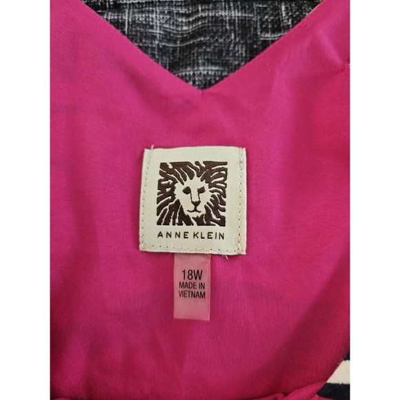 Anne Klein 18W Red Pink Navy Wave Stripe A Line Flare dress Work Cocktail - Picture 4 of 9